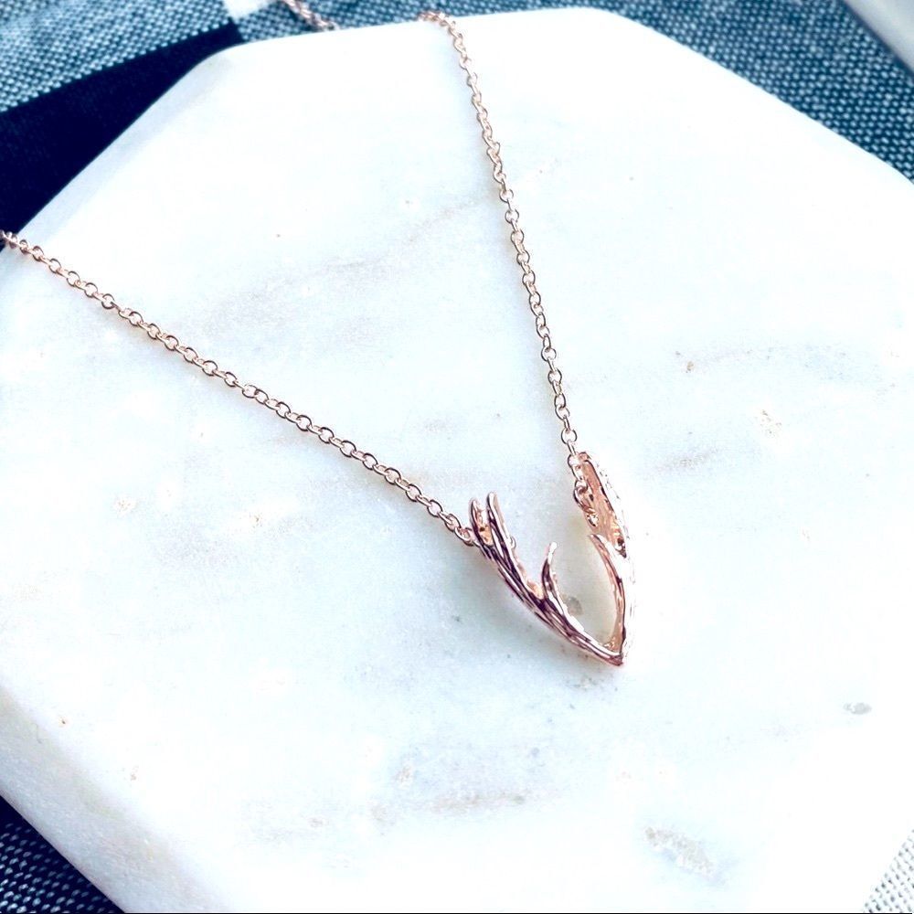Women Antler Necklace Rose Gold Boho Jewelry NWT